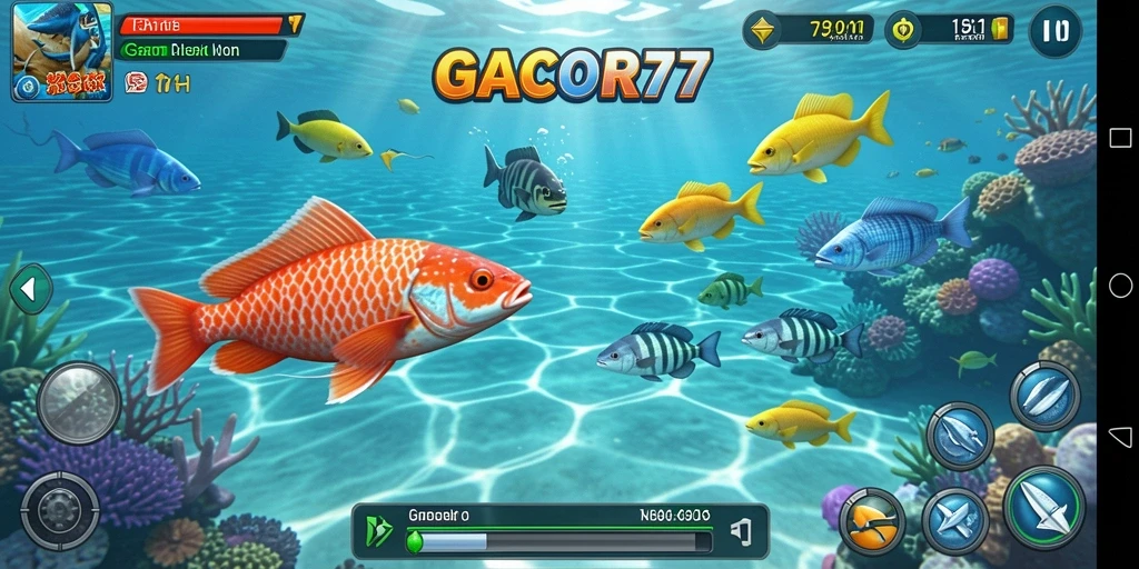 Tampilan gameplay GACOR77 yang seru dengan aksi tembak ikan.