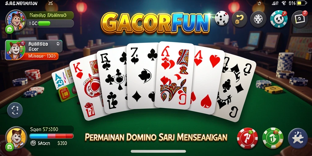 Screenshot GACORFUN menunjukkan gameplay seru permainan Domino.