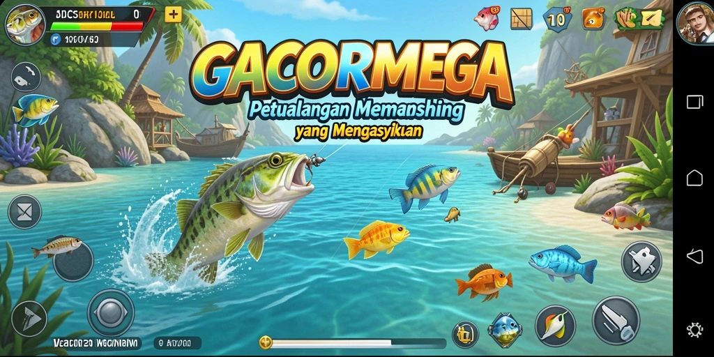 Tampilan gameplay GACORMEGA yang menampilkan aksi memancing yang mendebarkan.