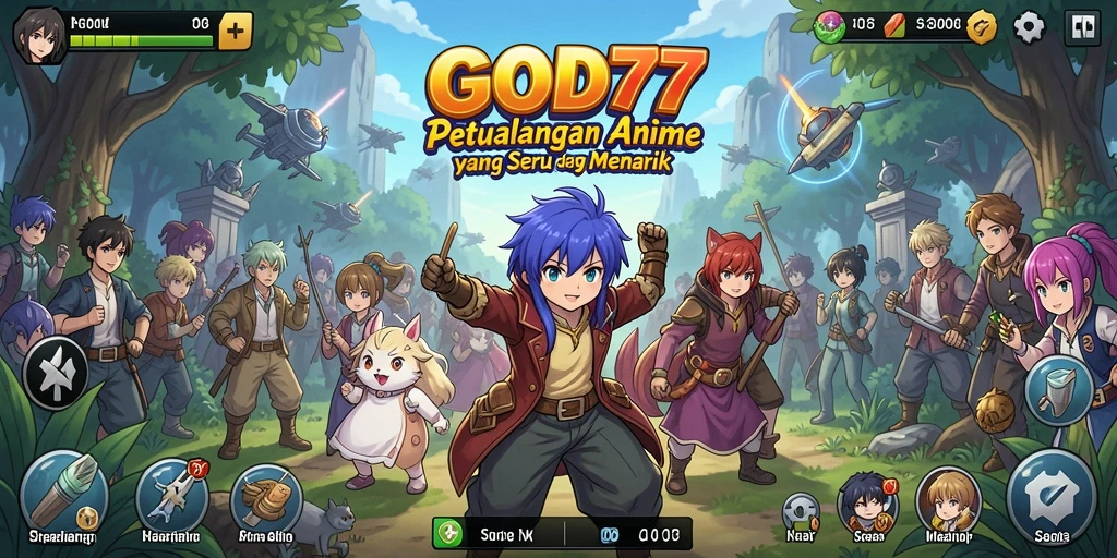 Screenshot gameplay GOD77 menunjukkan aksi seru dan karakter anime yang menarik.
