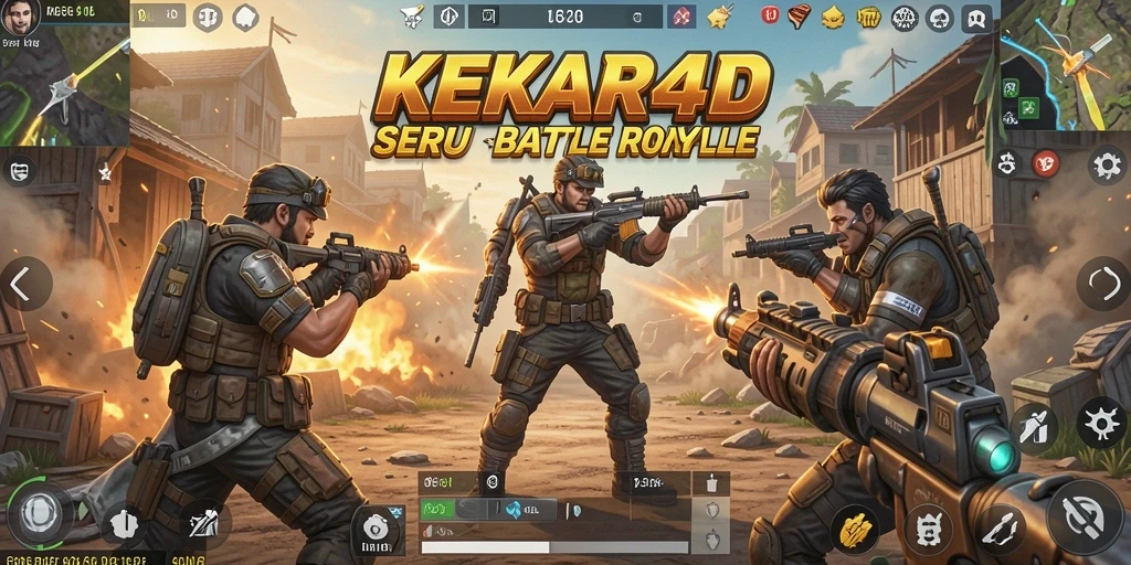 Tangkapan layar gameplay KEKAR4D yang menampilkan aksi pertempuran Battle Royale.