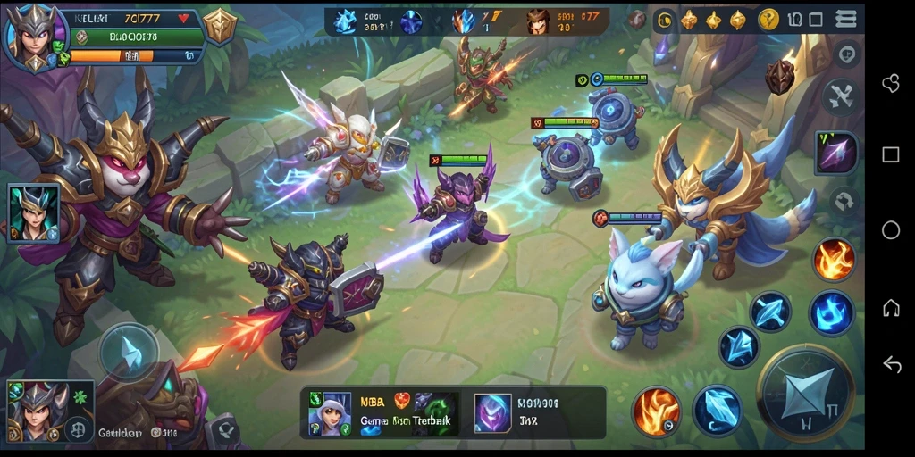 Tangkapan layar KELINCI777 menampilkan aksi epik dalam gameplay MOBA.