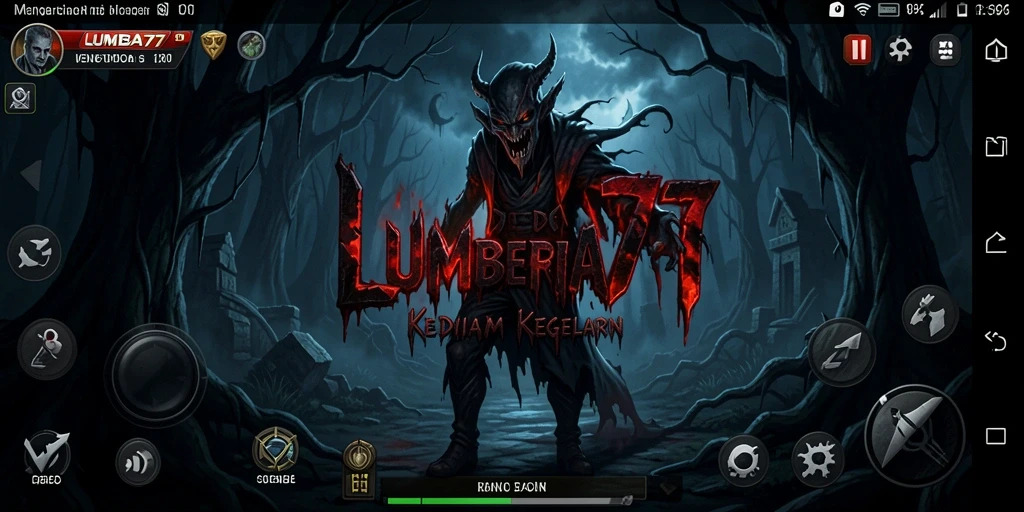 Screenshot gameplay LUMBA77 dengan suasana horor yang mencekam.