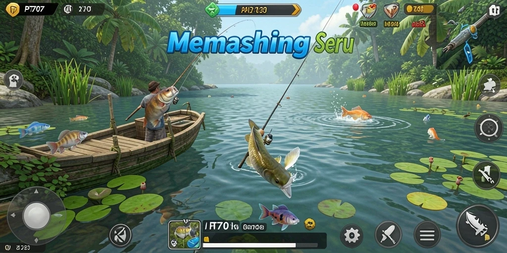 Tampilan gameplay PT707 yang menampilkan pengalaman memancing yang seru.