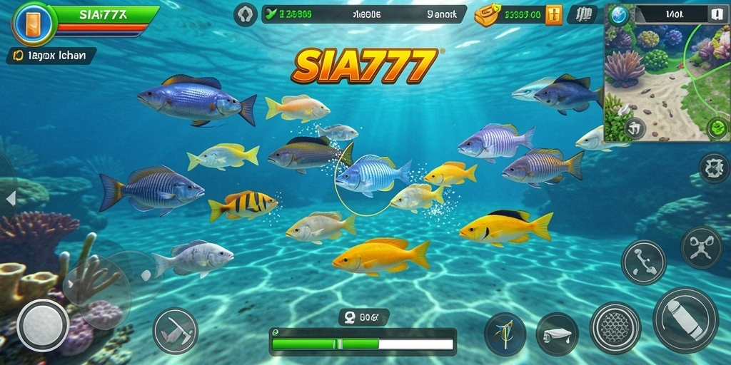 Screenshot gameplay SIA777 yang menampilkan aksi menembak ikan.