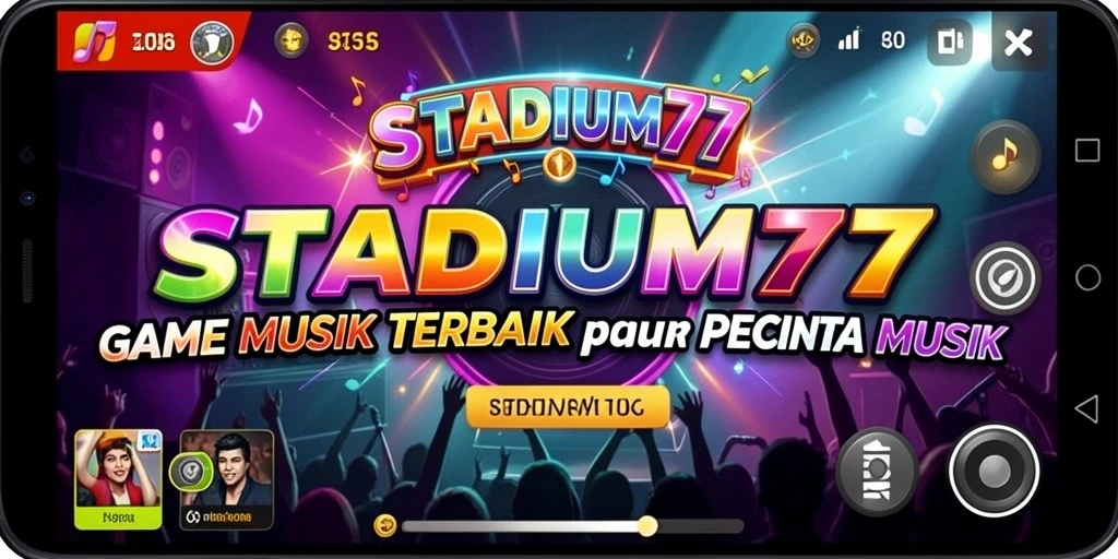 Screenshot gameplay STADIUM77 yang menampilkan interaksi musik.