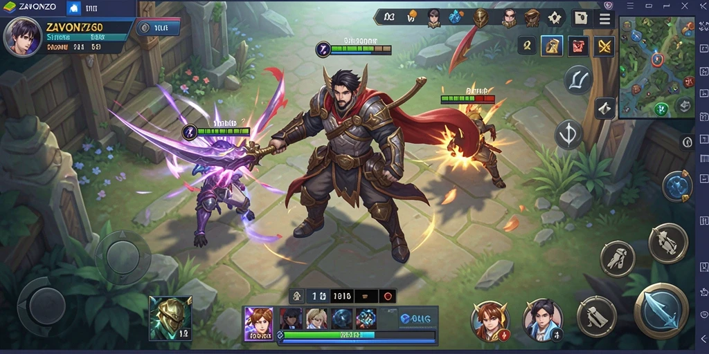 Tangkapan layar gameplay ZAVONZO menampilkan kerumunan pasukan dalam pertempuran strategi.